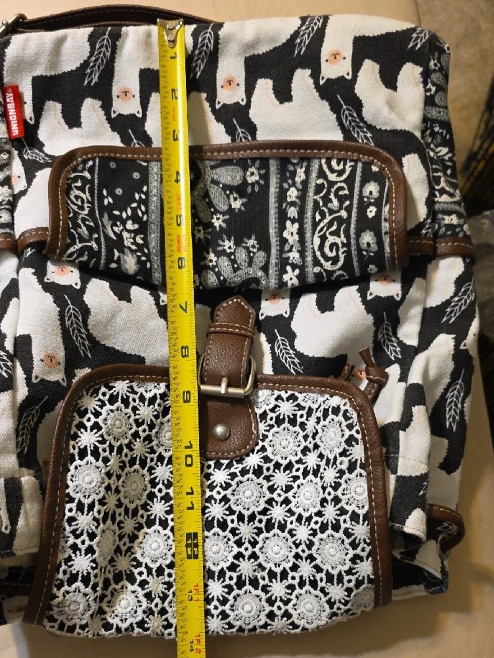 UNIONBAY Black & White Llama Pattern Backpack
